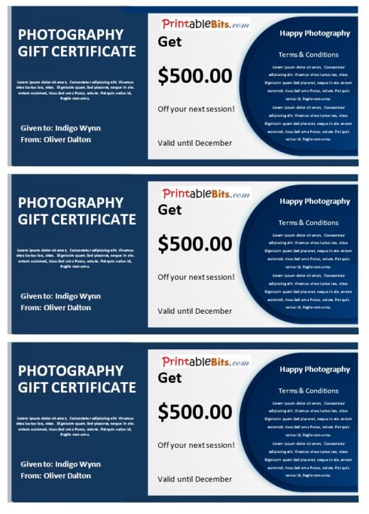 Blue Gift Certificate Template