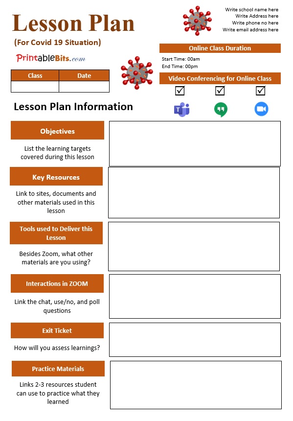 Lesson Plan Template in COVID-19