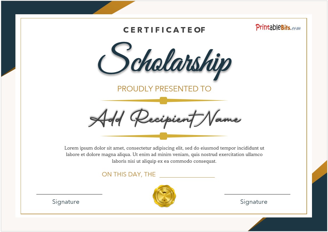 Scholarship Certificate Template
